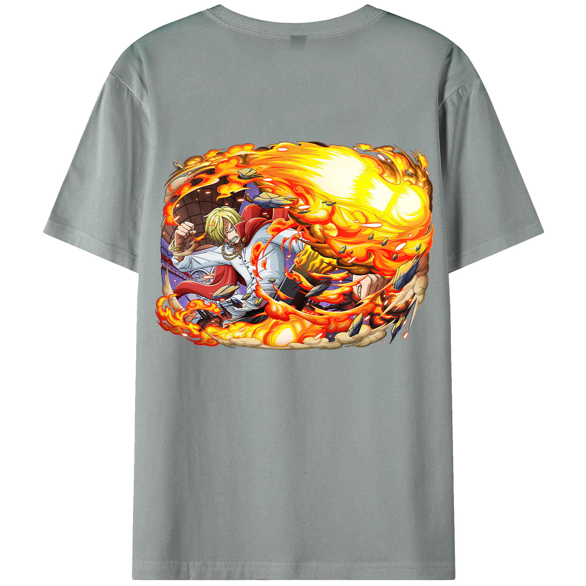 （画像用） ワンピース サンジ ONE PIECE Sanji 綿100％ メンズ半袖Tシャツ（バックプリント） 通気性